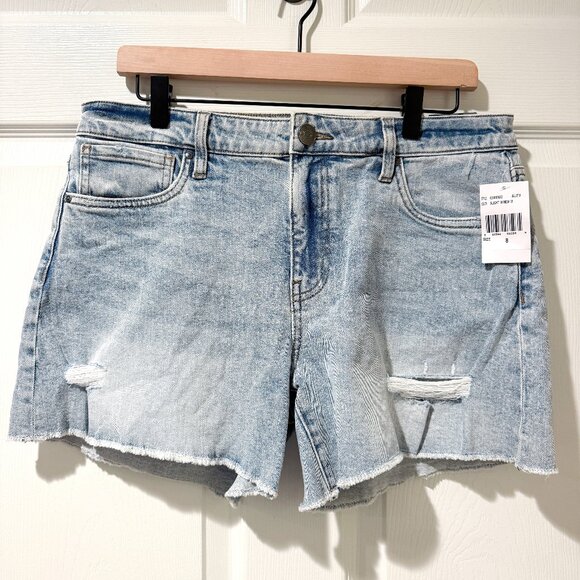 NWT KUT from the Kloth High Rise Jane Long Short Distressed Cutoff Jean Denim 8 - Picture 1 of 11